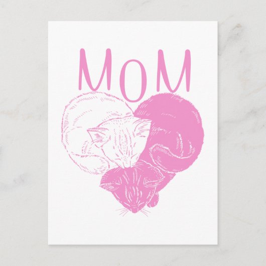Pink MOM Heart Cats Briefkaart (Voorkant)