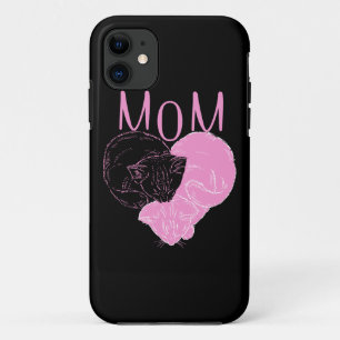 Pink MOM Heart Cats iPhone 11 Hoesje