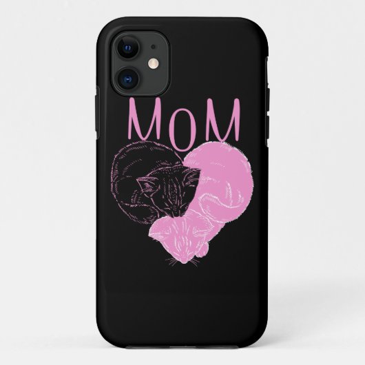 Pink MOM Heart Cats Case-Mate iPhone Case (Achterkant)