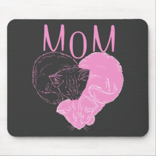 Pink MOM Heart Cats Muismat