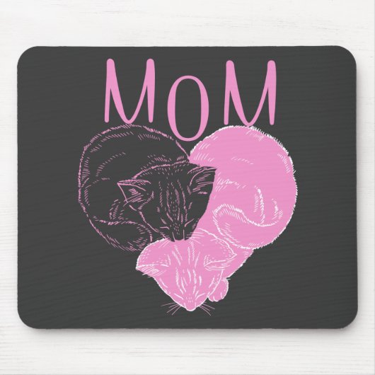 Pink MOM Heart Cats Muismat (Voorkant)