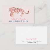 Pink Mom Tiger & Cub maman Carte de visite (Devant / Derrière)