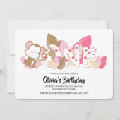 Pink Monkey First Birthday Party Invitation (Devant)