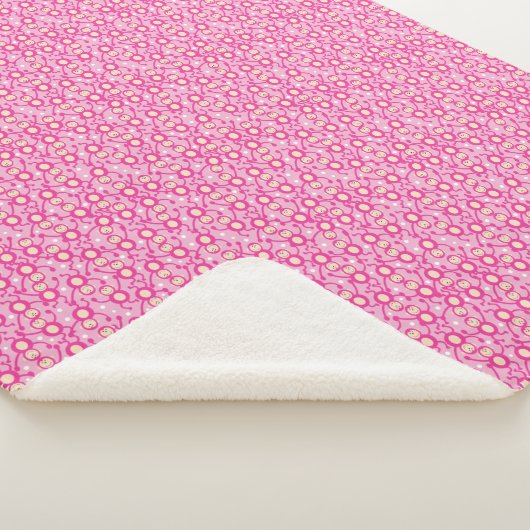 Pink Monkey Pattern Funny Cute Monkeys Sherpa Deken (3/4)