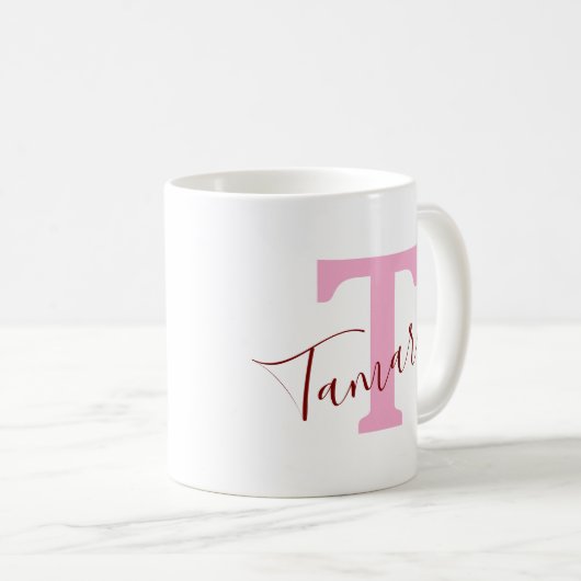 Pink Monogram Coffee Mug | Custom Name (Devant droit)