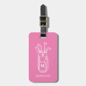 Pink Monogram Golf Bagagelabel (Voorkant verticaal)