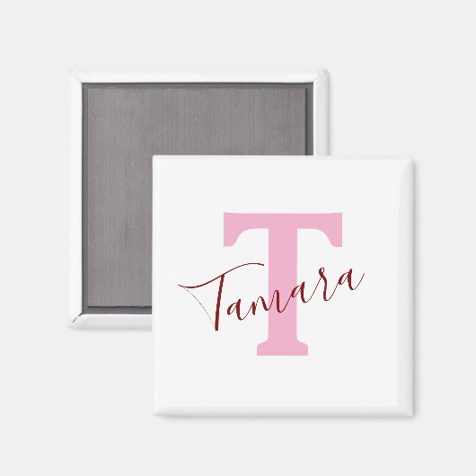 Pink Monogram Magnet | Custom Name (Recto/Verso)