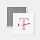 Pink Monogram Magnet | Custom Name Magneet (Voorkant / Achterkant)