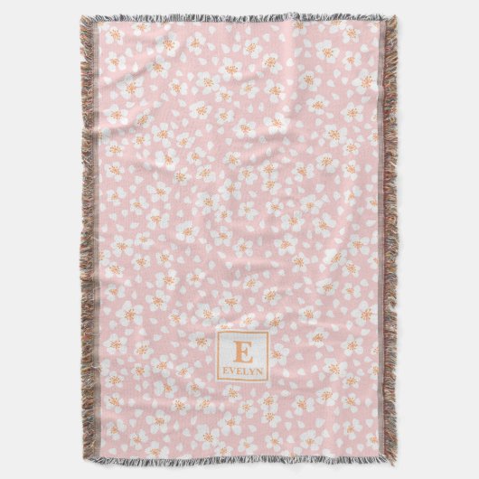 Pink Monogram Name Throw Blanket Deken (Voorkant Verticaal)