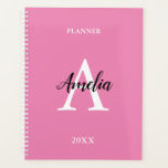 Pink Monogramme Script Inspiration Planner<br><div class="desc">Pink Monogram Script Inspirational Planner, facile à personnaliser le libellé sur la couverture avant (monogramme initial, nom script, année et titre) en utilisant l'outil de personnalisation en ligne avant de commander. Une fois que vous avez personnalisé le libellé, si vous trouvez que vous devez modifier la taille de police du...</div>