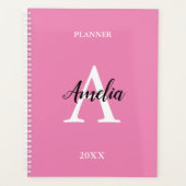 Pink Monogramme Script Inspiration Planner (Devant)