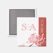 Pink Monotone Floral Wedding Save the Date Magneet (Voorkant / Achterkant)