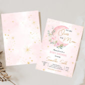 Pink Moon and Stars Baby shower Kaart