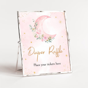 Pink Moon and Stars Baby shower Luier Raffle Poster