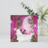 Pink Moon Baby Girl Douche Invitations (Debout devant)