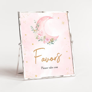 Pink Moon en Stars Baby shower Favorieten Poster