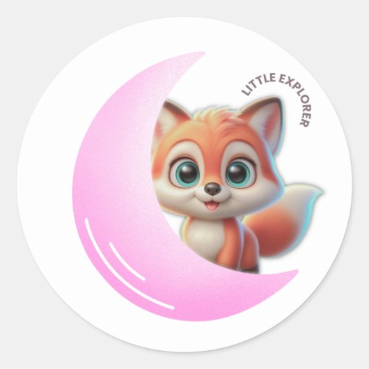 Pink Moon Fox Sticker (Voorkant)