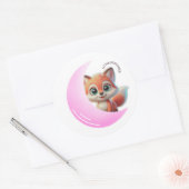 Pink Moon Fox Sticker (Envelop)