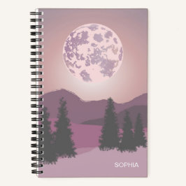 Pink Moon Over Mountains  Notitieboek