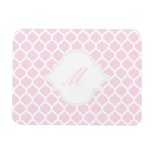 PInk Moroccan Pattern met Monogram Magnets Magneet (Horizontaal)