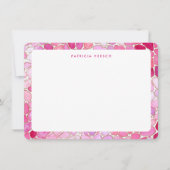 Pink Mosaic Girly Cute Personalized Name Note Card Notitiekaartje (Voorkant)