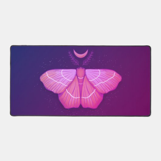 Pink Moth Witchy Night Art - Magische illustratie Bureaumat (Voorkant)