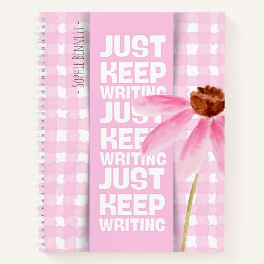 Pink Motivational Gingham Notitieboek (Voorkant)