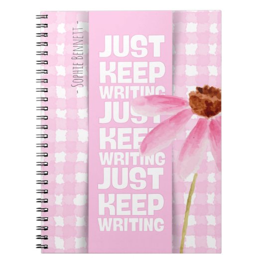 Pink Motivational Gingham Notitieboek (Voorkant)