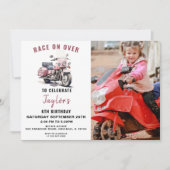 Pink Motorbike Photo Invitation Anniversaire (Devant)