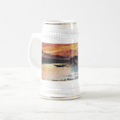 PINK MOUNTAINES LAKE ALPINE SUNSET LANDSCAPE BIERPUL (Voorkant links)