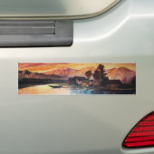 PINK MOUNTAINES LAKE ALPINE SUNSET LANDSCAPE BUMPERSTICKER (Op auto)