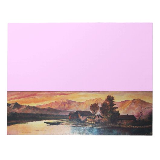 PINK MOUNTAINES LAKE ALPINE SUNSET LANDSCAPE NOTITIEBLOK (Voorkant)