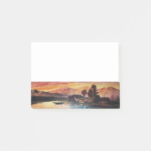 PINK MOUNTAINES LAKE ALPINE SUNSET LANDSCAPE POST-IT® NOTES