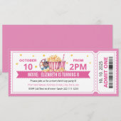 Pink Movie ticket birthday invitation (Devant / Derrière)