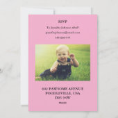 PINK MUCKY PUP - 1ER ANNIVERSAIRE INVITATION - PER (Dos)