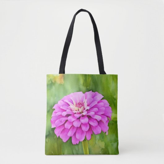 Pink Mum Flower Waterverf Art Canvas tas (Voorkant)
