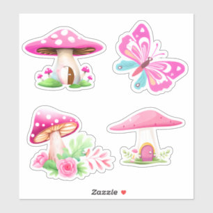 Pink Mushroom's op maat gesneden vinyl stickers