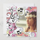 Pink Music Notes Invitation photo (Devant)