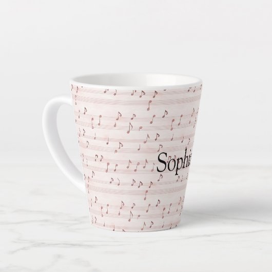 Pink Music Notes Sheet Latte Mok (Linkerhoek)