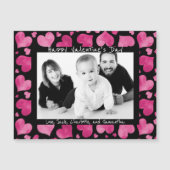 Pink n Black Hearts Valentines Day Photo Magnet (Devant)