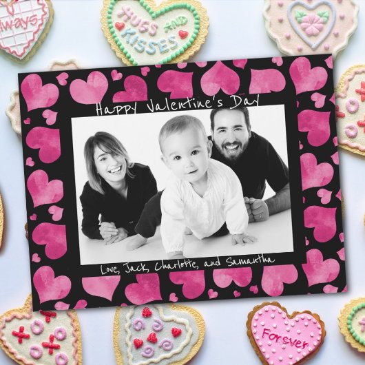 Pink n Black Hearts Valentines Day Photo Magnet