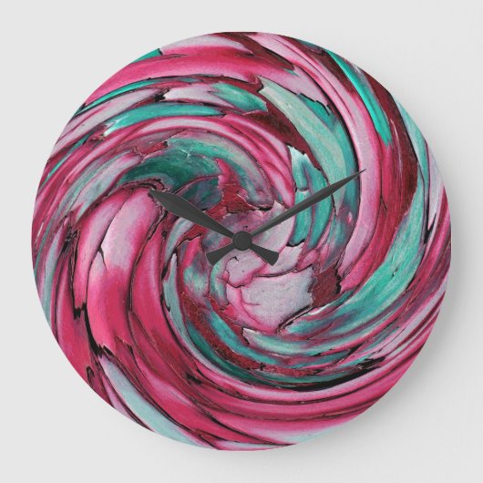 Pink N Teal Dolphin vs Eagle Abstract Wall Clock Grote Klok (Voorkant)