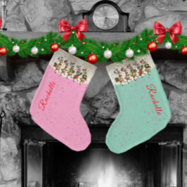 Pink Name Marching Quirky Christmas Reindeer  Grote Kerstsok