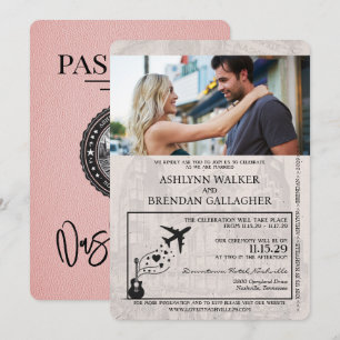 Pink Nashville Passport Faire-part de mariage
