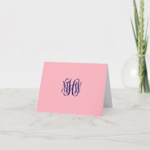 Pink Navy 3 Script de vigne initial Monogramme DO-