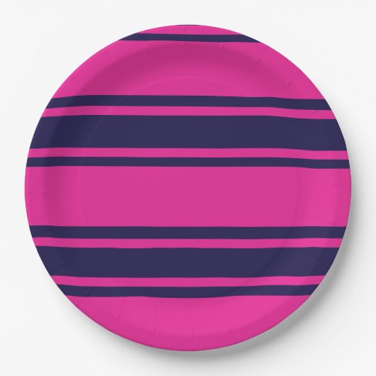 Pink Navy Stripes Papieren Bordje (Voorkant)