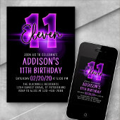Pink Neon 11e anniversaire Invitation