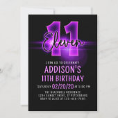 Pink Neon 11e anniversaire Invitation (Devant)