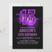 Pink Neon 13e anniversaire Invitation (Devant)