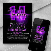 Pink Neon 14e anniversaire Invitation